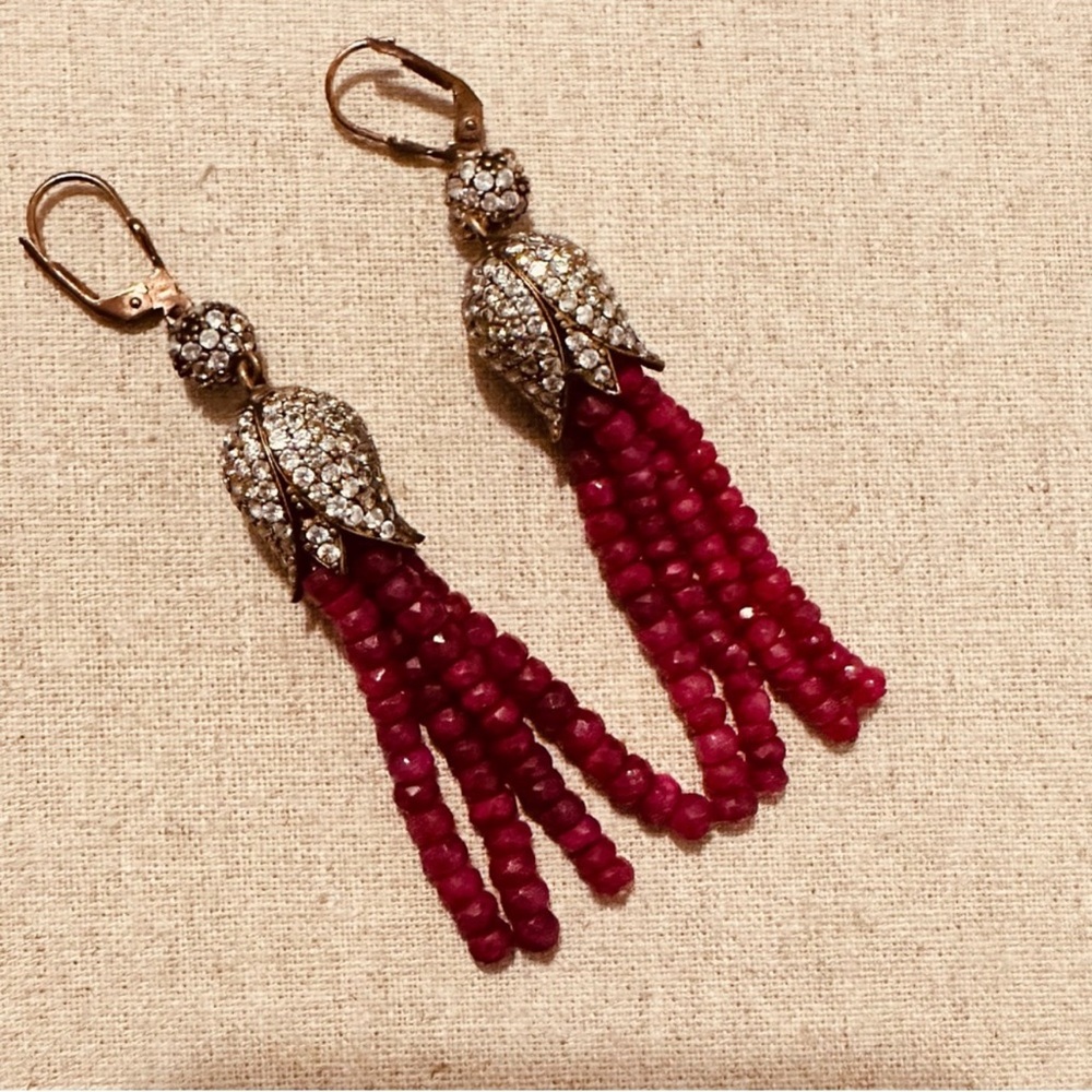 Grand Bazaar | Earrings | Drop Ruby & CZ - Picture 3 of 12